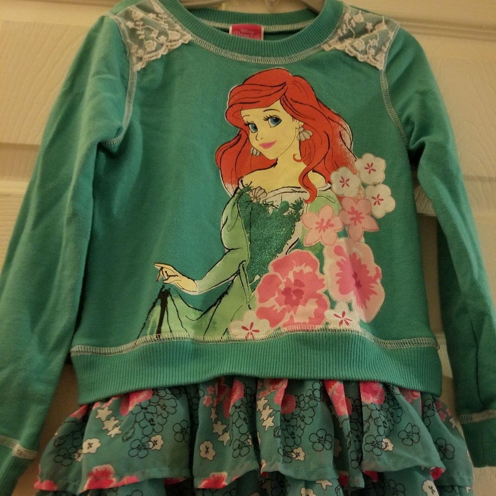 Disney Ariel green sweater with ruffles size 6